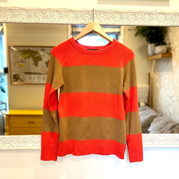 French Connection Sweater - Bright Orange & Tan - M - Picture 7 of 13